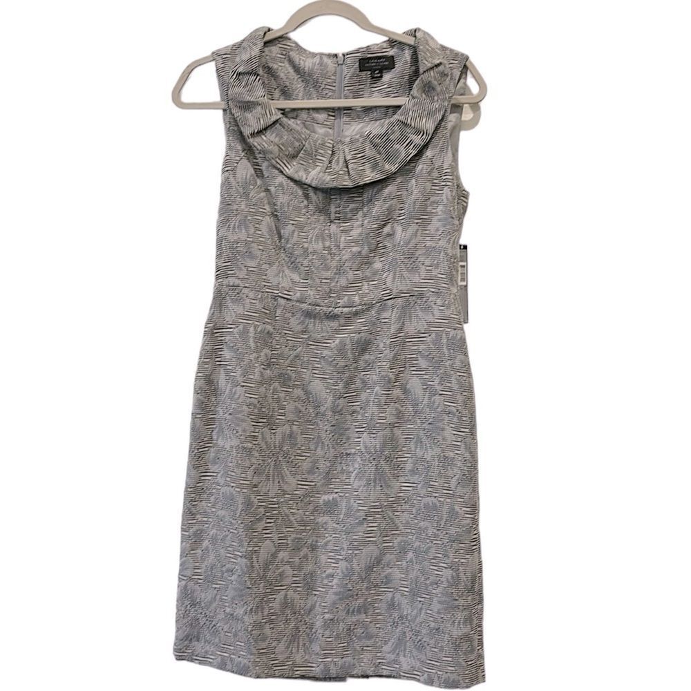 NWT Tahari Ivory Silver Seth Business Date Night Dress 4P